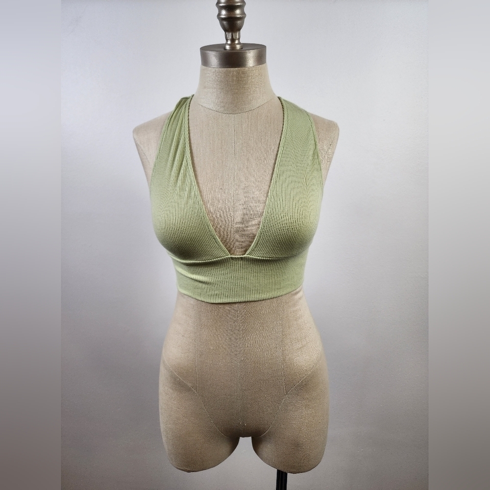 Shein Privé Plunging Neck Crisscross Back Crop Tank Top, sz XS